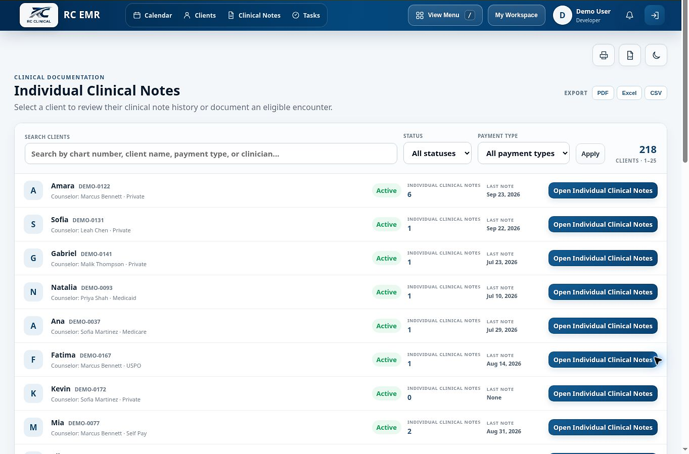 Step 1: Billable note in RC EMR